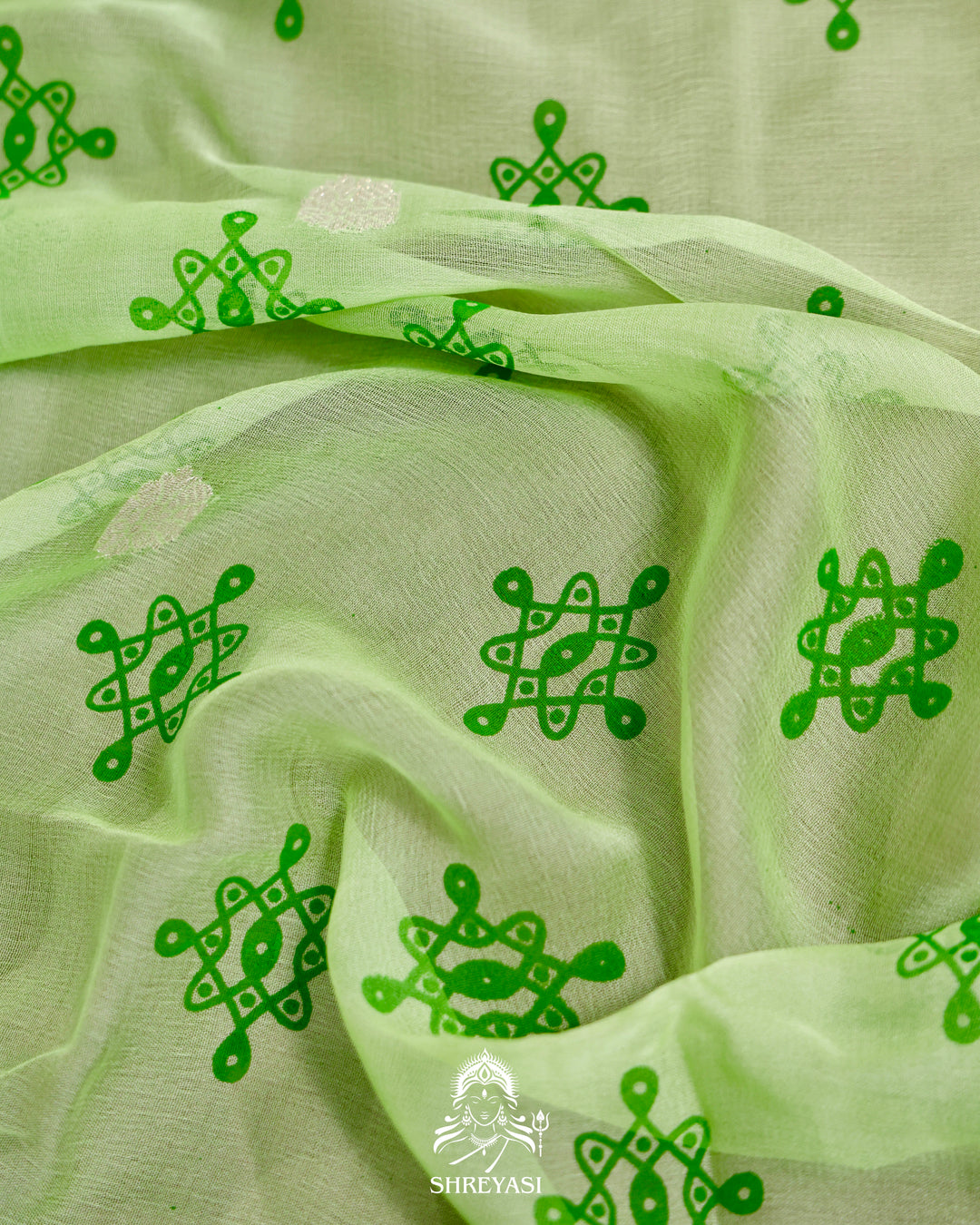 Banarasi Khaddi Chiffon Georgette Saree with Hand Block Motifs