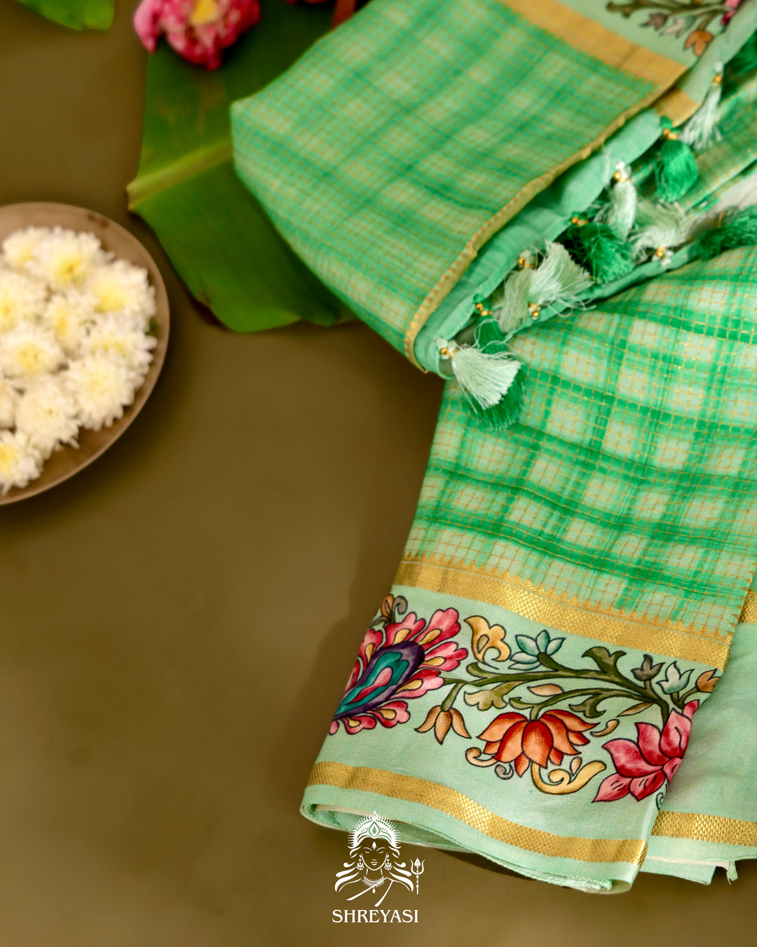 Mysore Silk Saree with Tanjore Design Border and Pallu