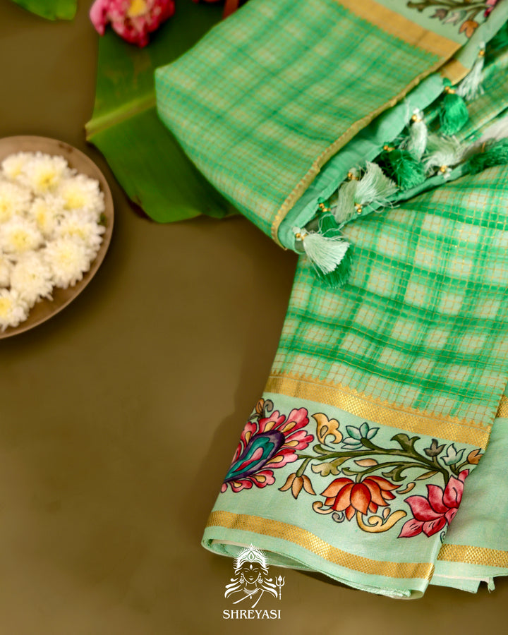 Mysore Silk Saree with Tanjore Design Border and Pallu