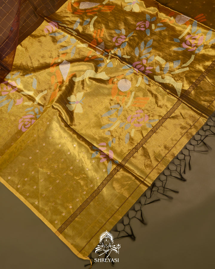 Muslin Jamdani Saree with Needle Weaving and Paithani Tissue Pallu