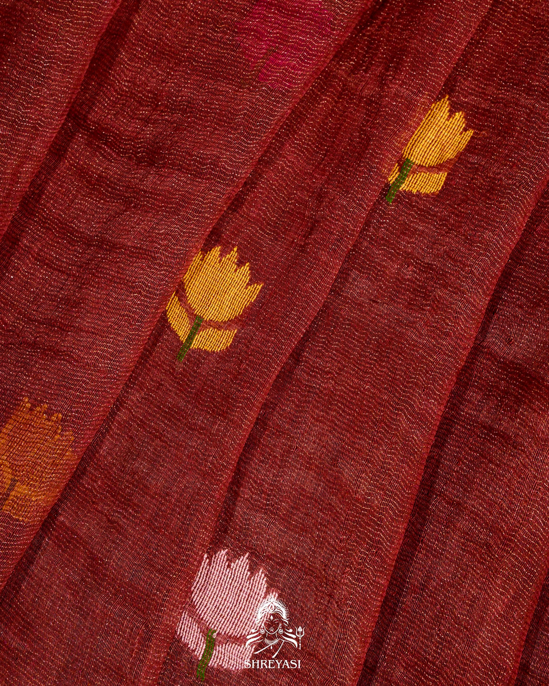 Handloom Silk Linen Jamdani Saree with Tissue Paithani Pallu