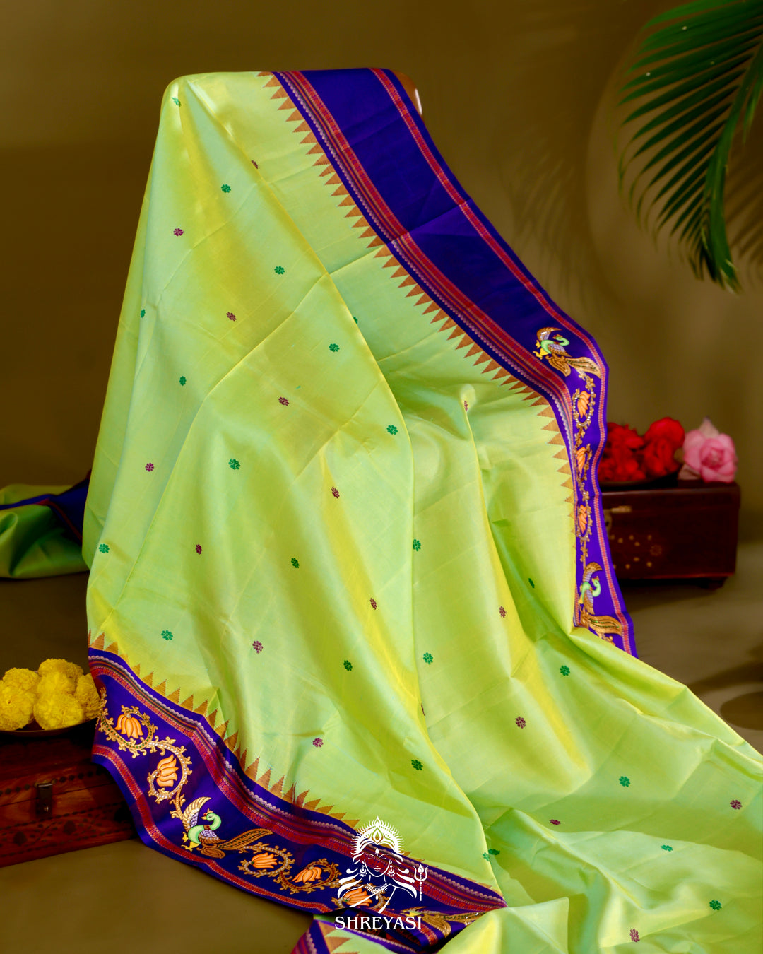 Kanjivaram Silk Saree with Tanjore Artwork