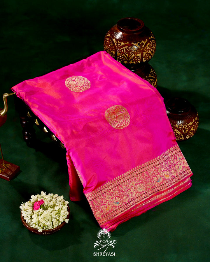 Banarasi Ektara Silk Saree with Kadwa Meenakari Weaving