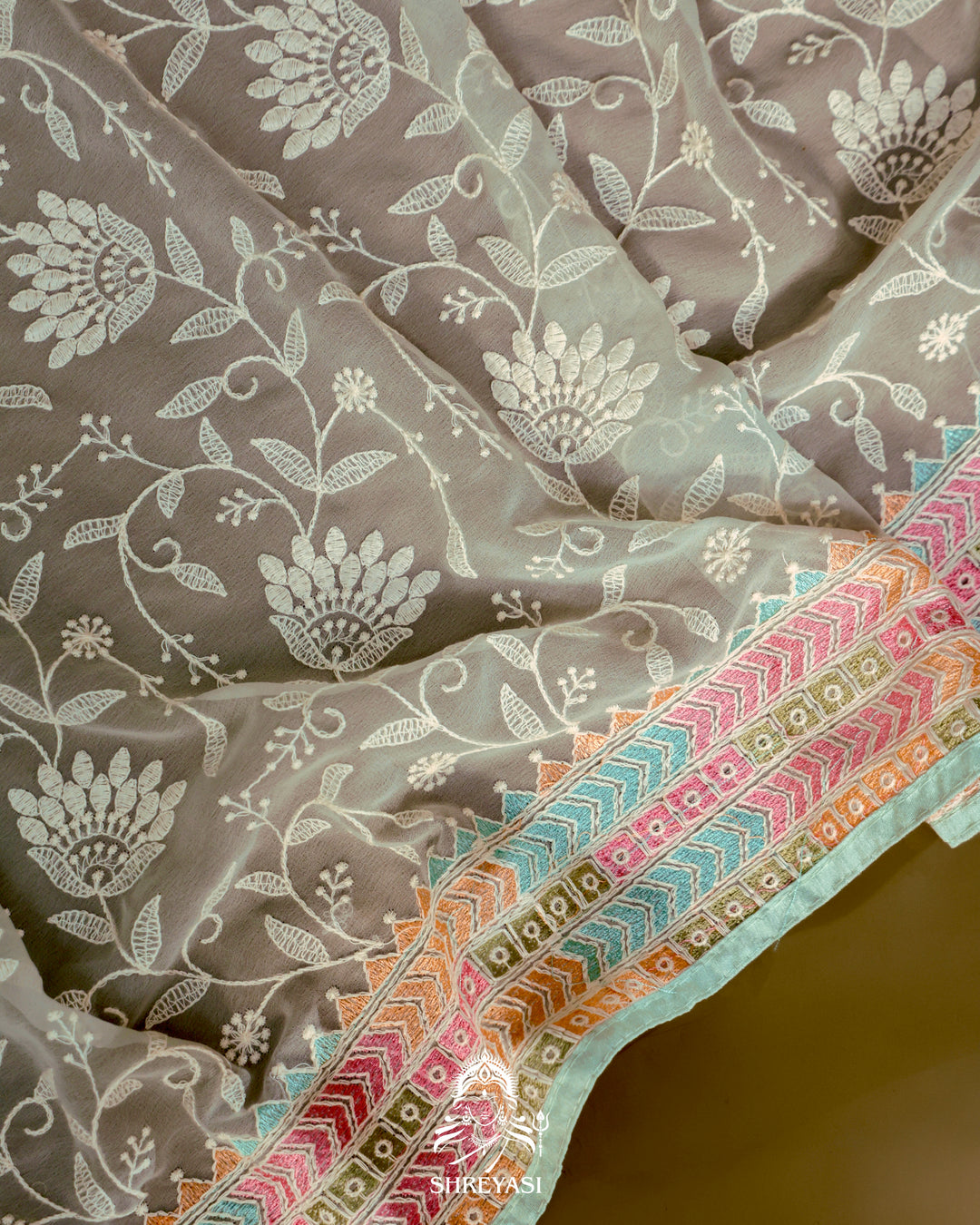 Georgette Saree with Chikankari Inspired Embroidery