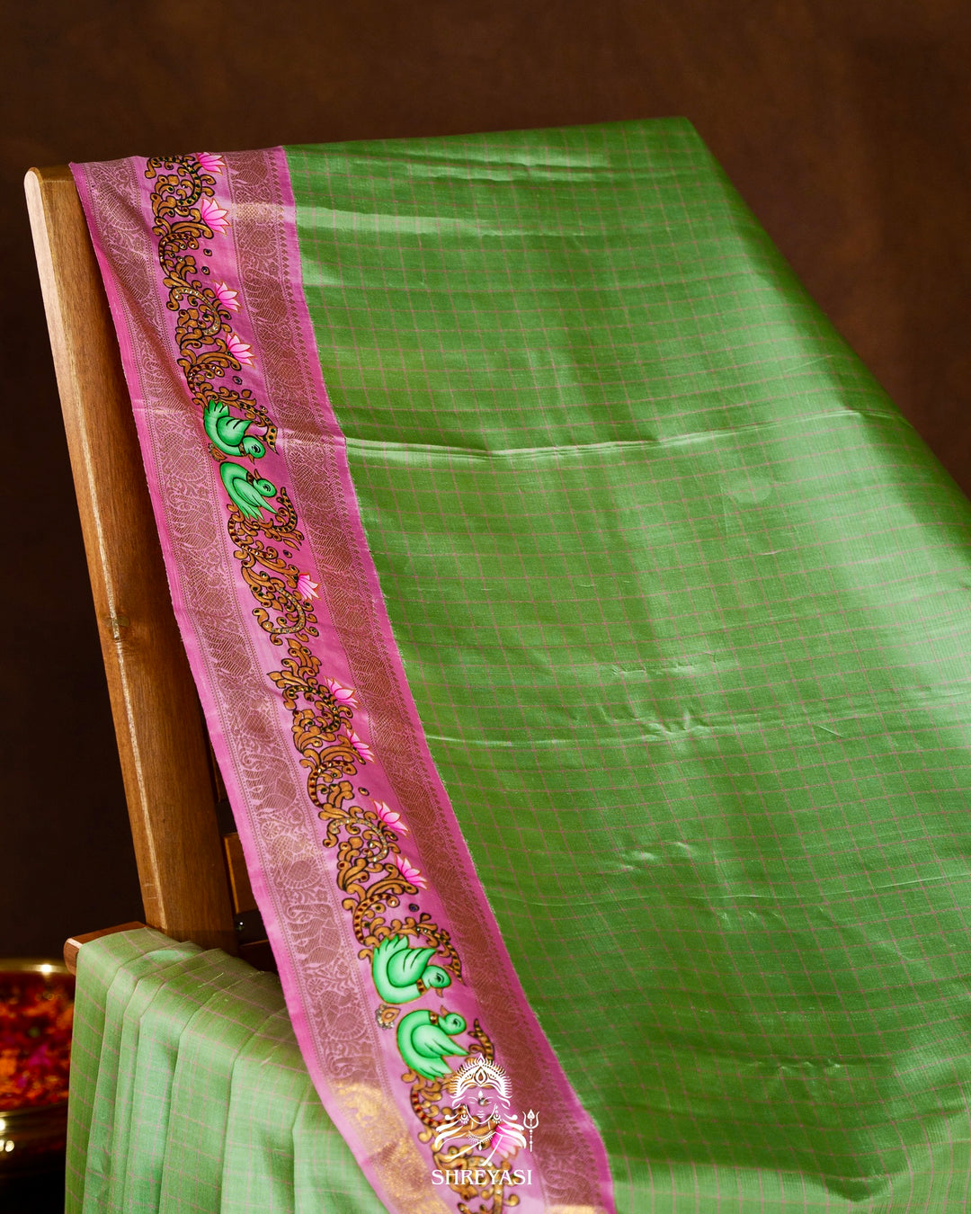 Traditional Tanjore Painting on Handloom Pure Kanjivaram Silk Sarees with Real Zari