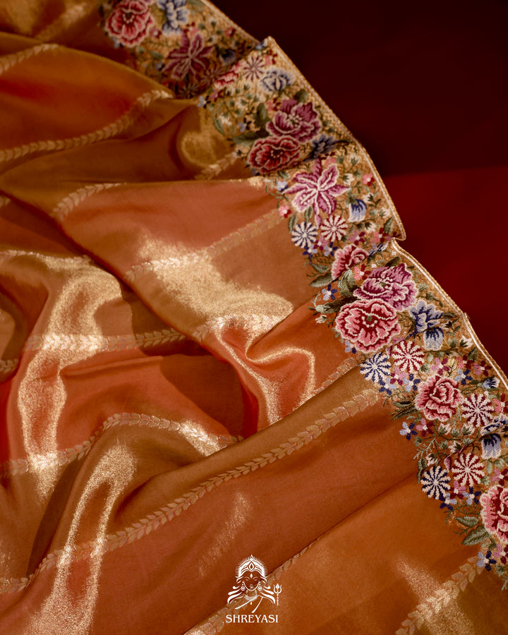 Banarasi Tissue Silk Saree with Petit Point Embroidery