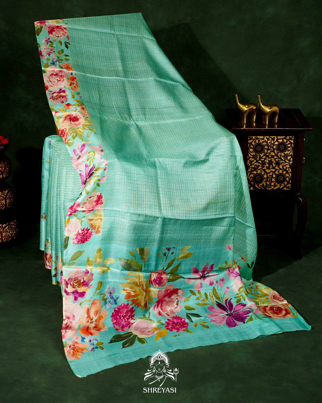 Handloom Pure Desi Tussar Silk Saree with Digital Floral Print