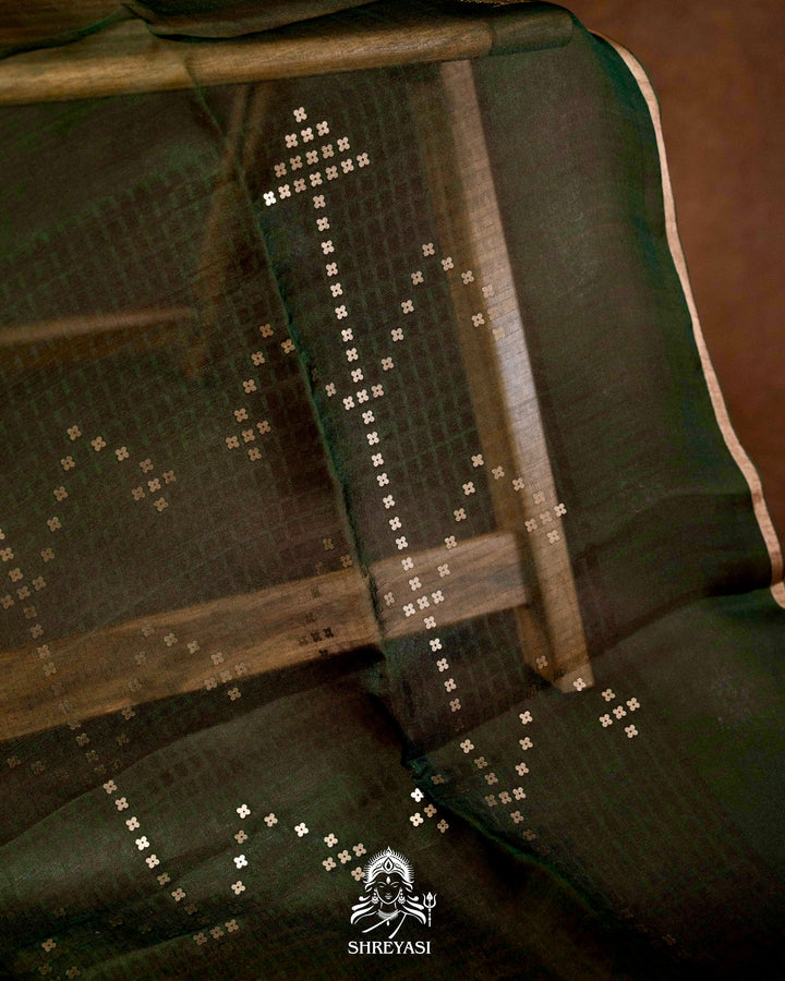 Handloom Pure Double Thread Muslin Jamdani Saree with Sona Rupa Zari & Sequence Weaving