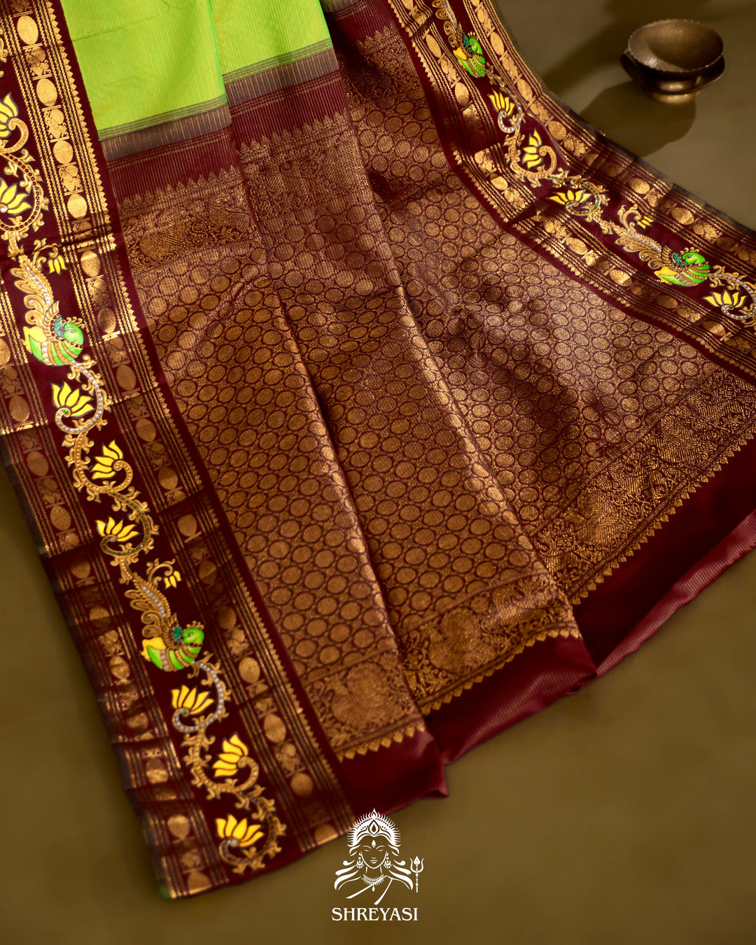 Kanjivaram Silk Saree with Tanjore Artwork
