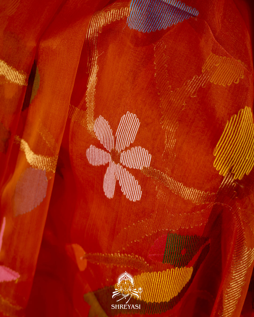 Muslin Jamdani Saree with Full Jaal Needle Weaving