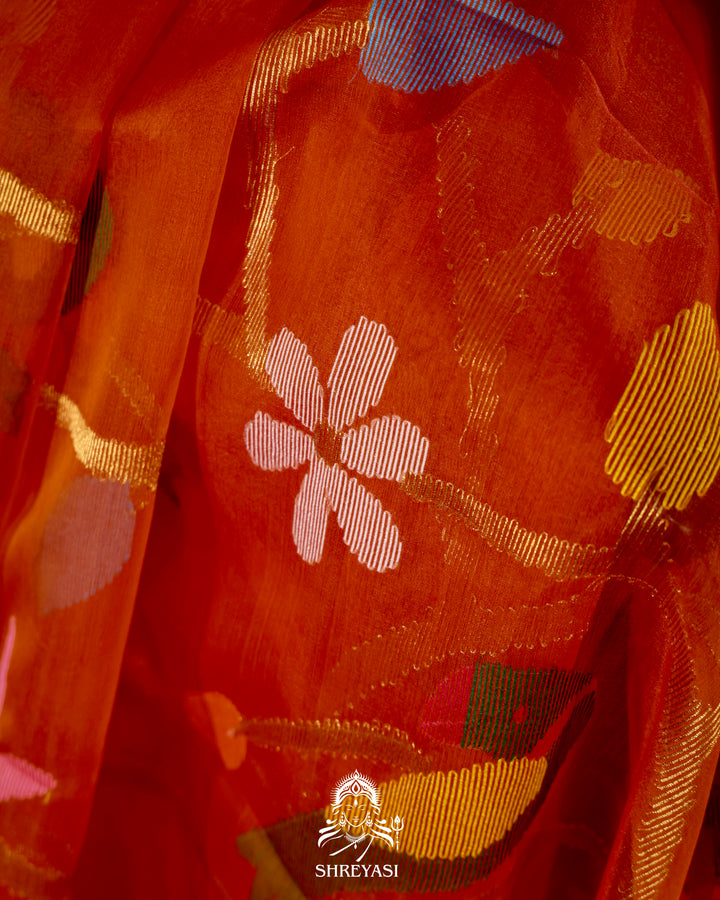 Muslin Jamdani Saree with Full Jaal Needle Weaving
