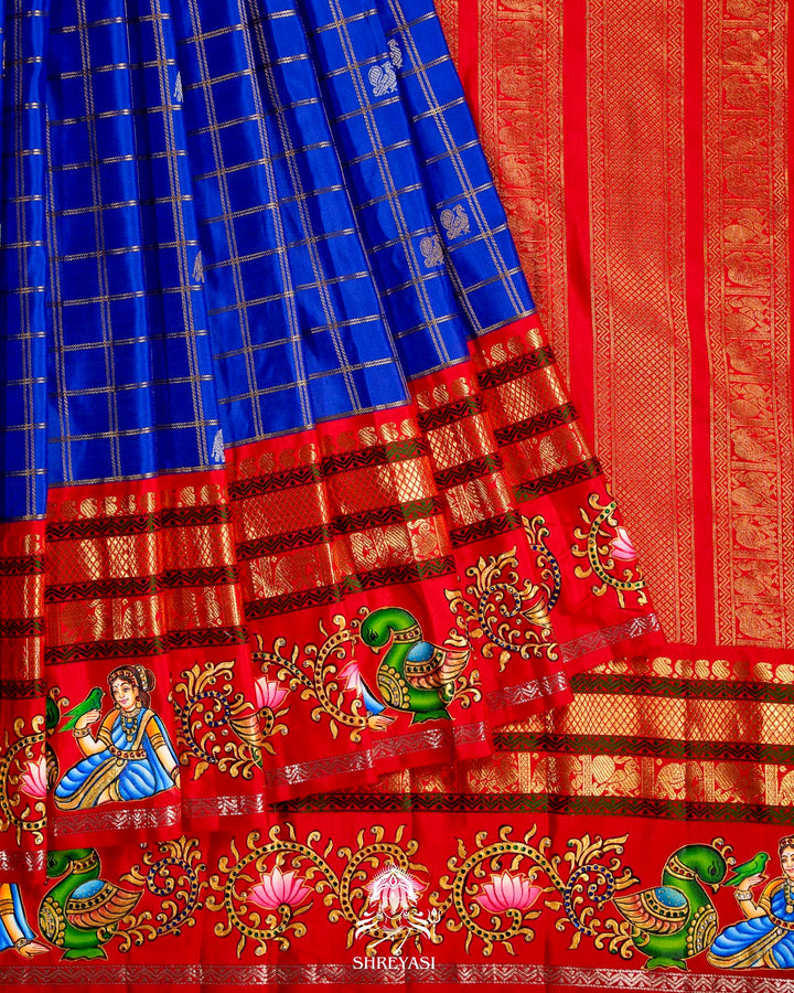 Handloom Pure Kanjivaram Silk Sarees with Real Zari and Hand Painted Tanjore Art
