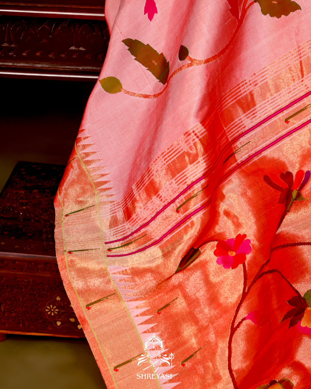 All-Over Paithani Silk Saree with Zari Pallu