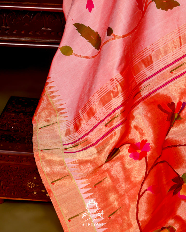 All-Over Paithani Silk Saree with Zari Pallu