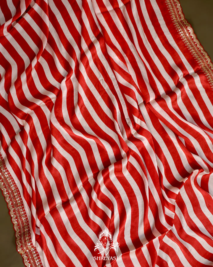 Chiffon Georgette Saree with Embroidered Borders and Designer Blouse