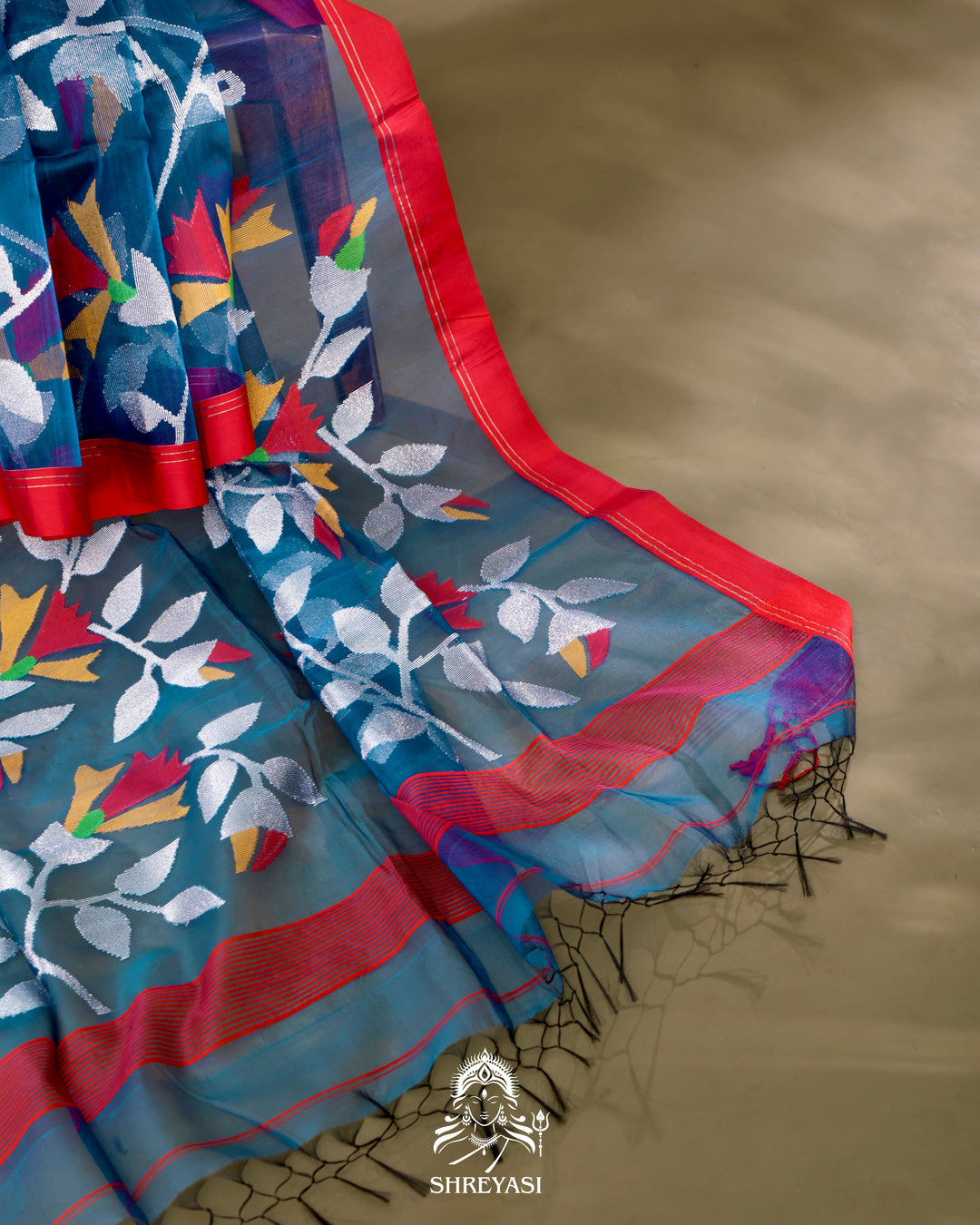 Muslin Jamdani Saree with Full Jaal Weaving