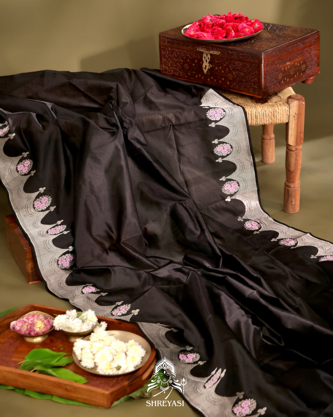 Chanderi Silk Saree with Silver Zari