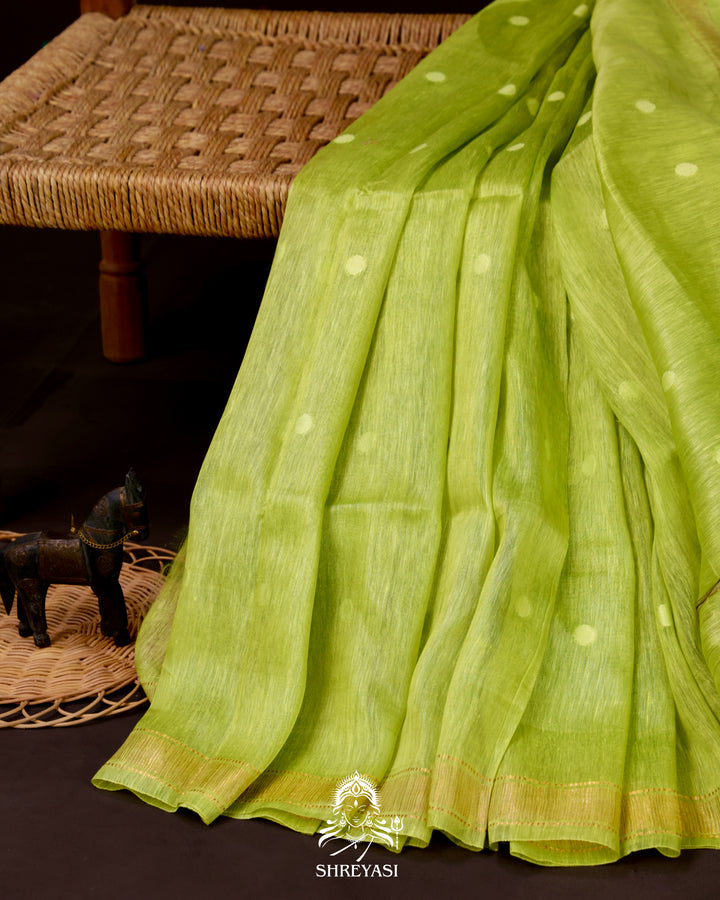 Handloom Pure Linen Saree with Zari Border