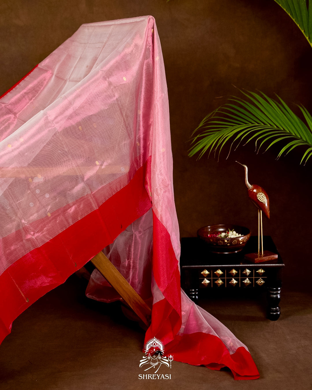 Handloom Pure Chanderi Tissue Silk Saree with Paithani Muniya Border