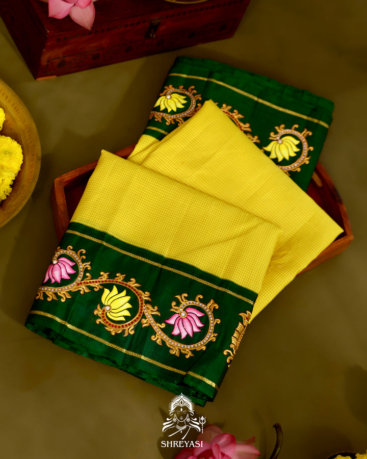Kanjivaram Silk Saree with Real Zari and Tanjore Artwork