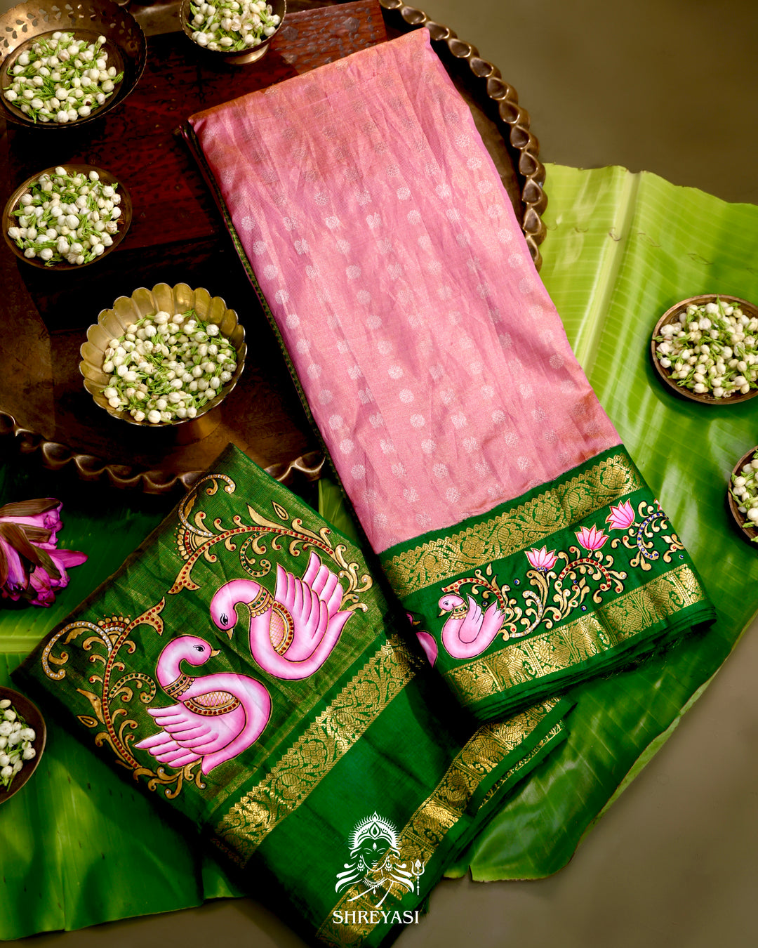 Kanjivaram Silk Saree with Real Zari and Tanjore Artwork