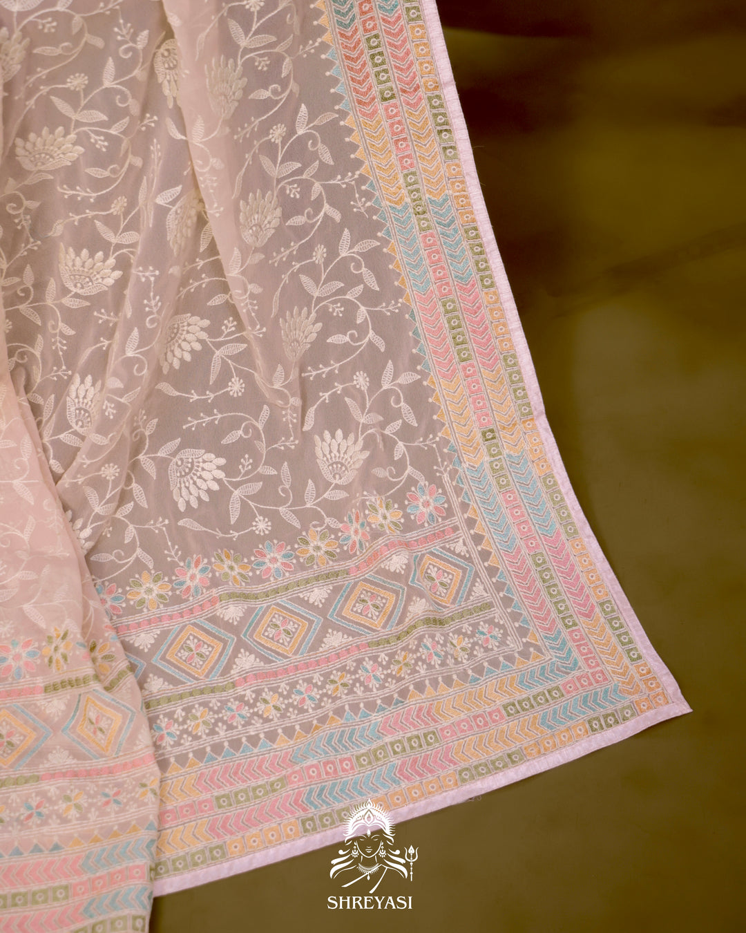 Georgette Saree with Chikankari Inspired Embroidery