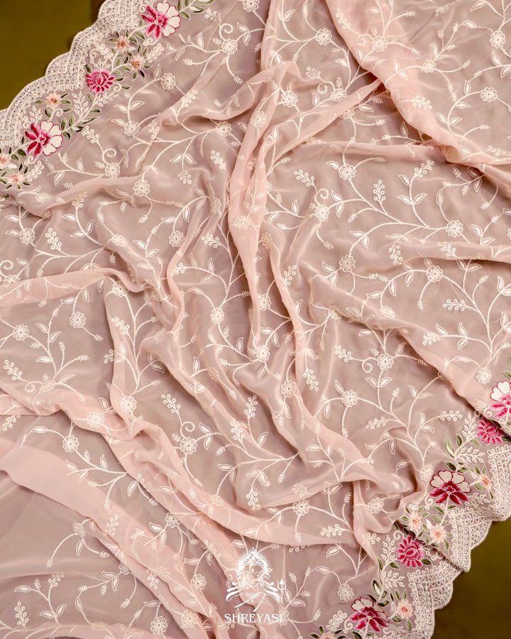 Georgette Saree with Chikankari Inspired Embroidery