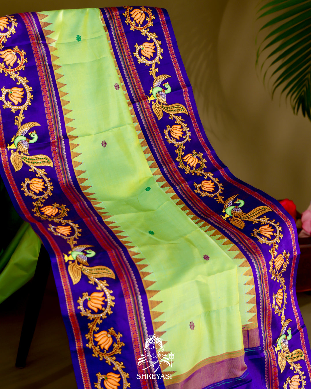 Kanjivaram Silk Saree with Tanjore Artwork
