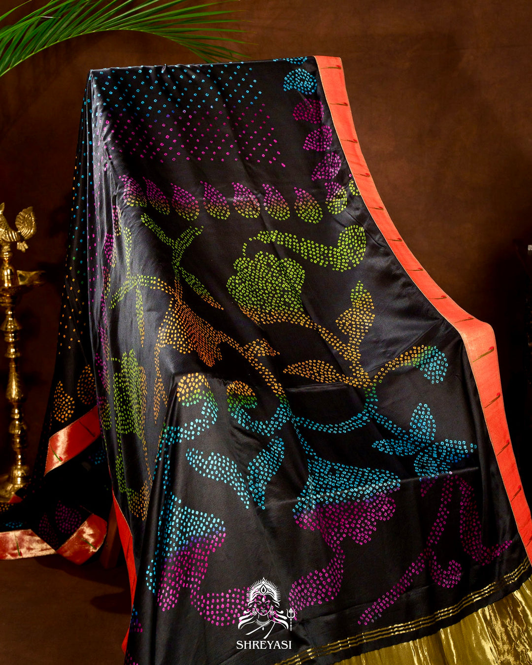 Handloom Pure Gaji Silk Bandhej Saree with Pure Paithani Border