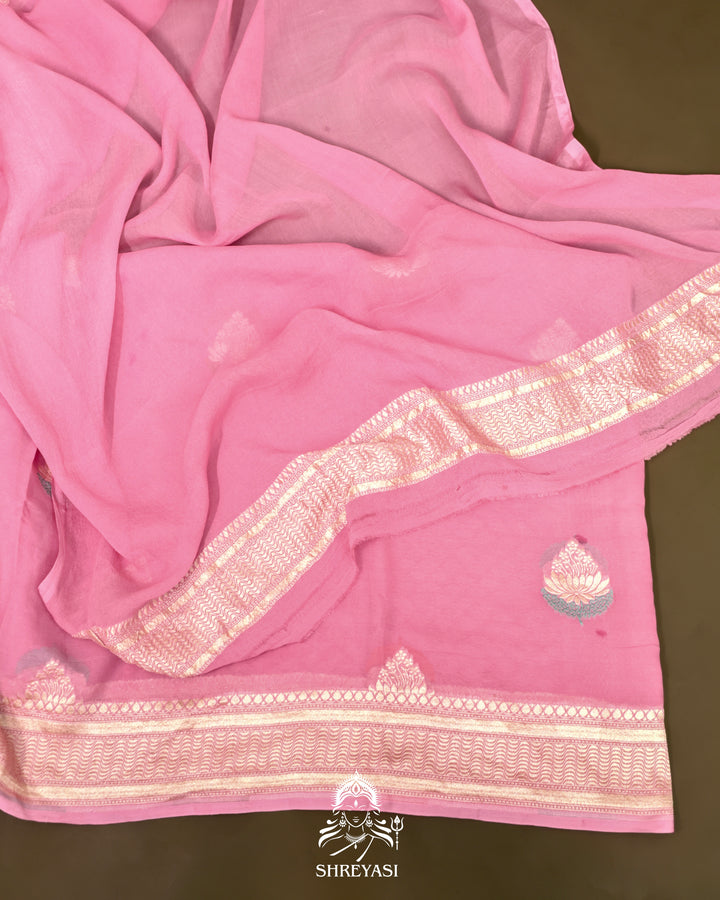Banarasi Chiffon Khaddi Georgette Saree with Meenakari Weaving