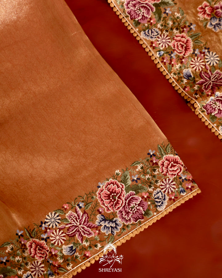Banarasi Tissue Silk Saree with Petit Pointe Embroidery