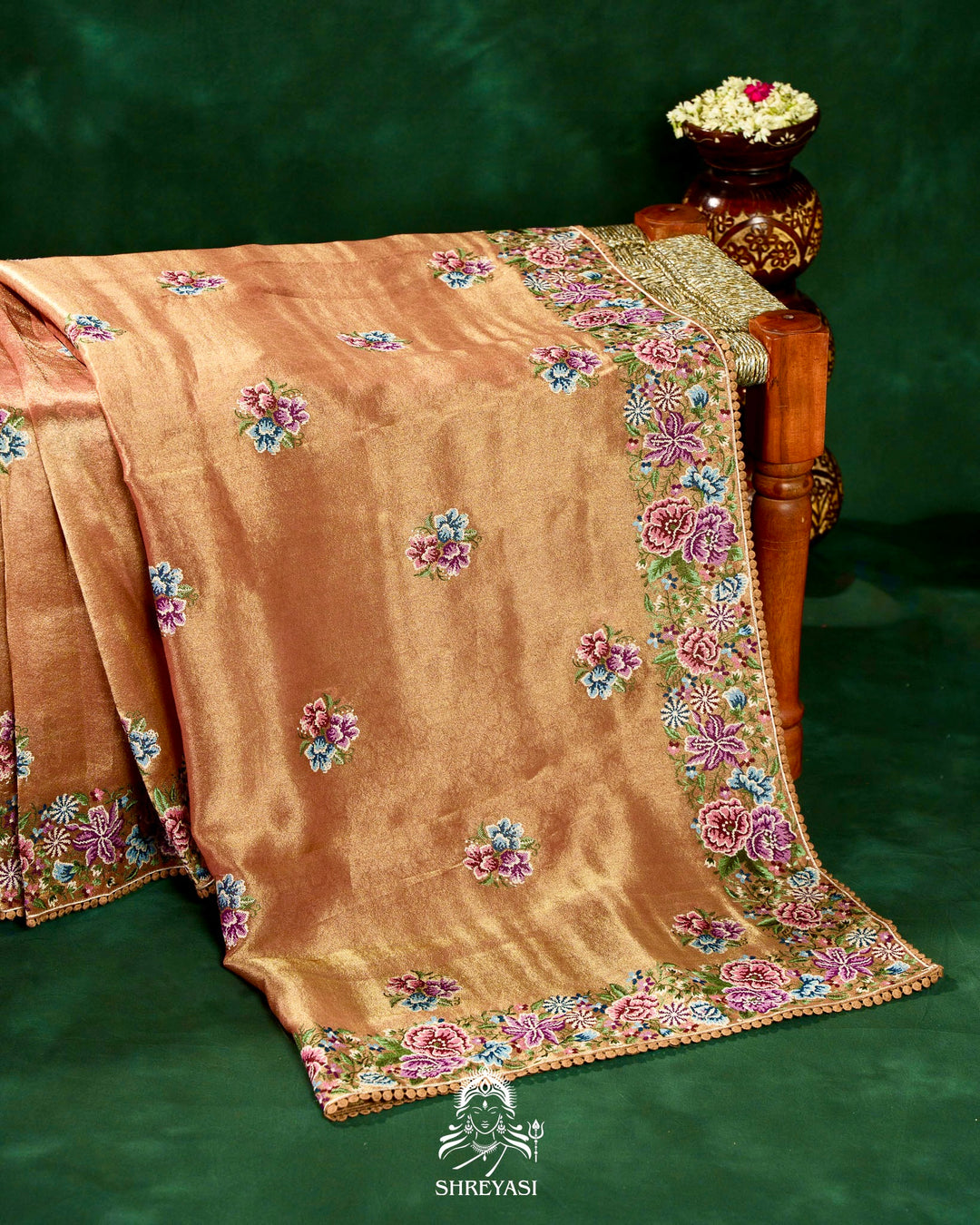 Banarasi Tissue Silk Saree with Petit Point Embroidery