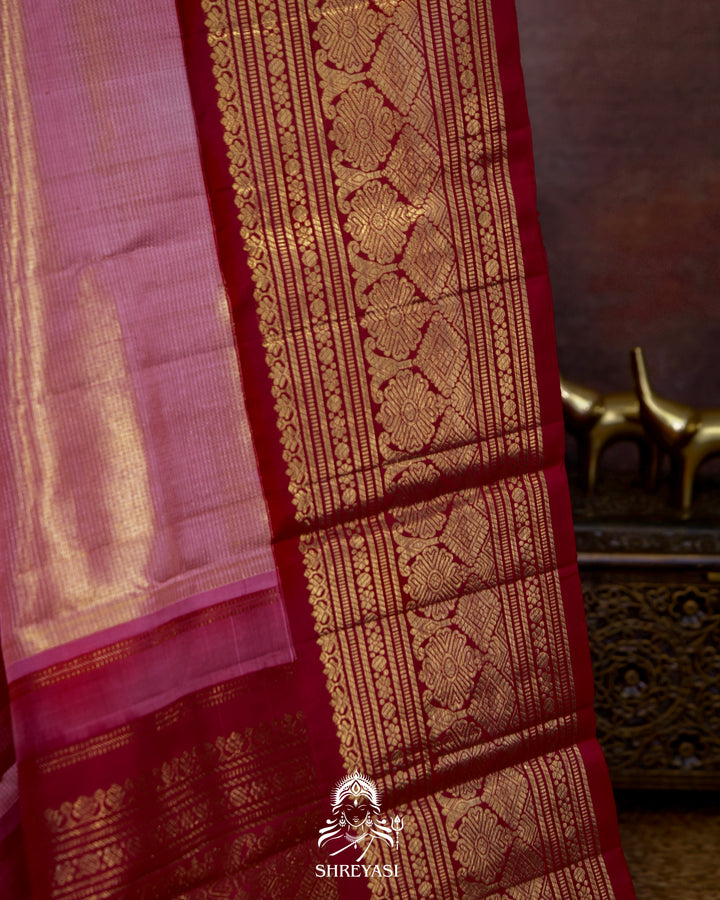 Handloom Pure Kanjivaram Tissue Silk Saree in Vairoosi Weaving with Real Zari