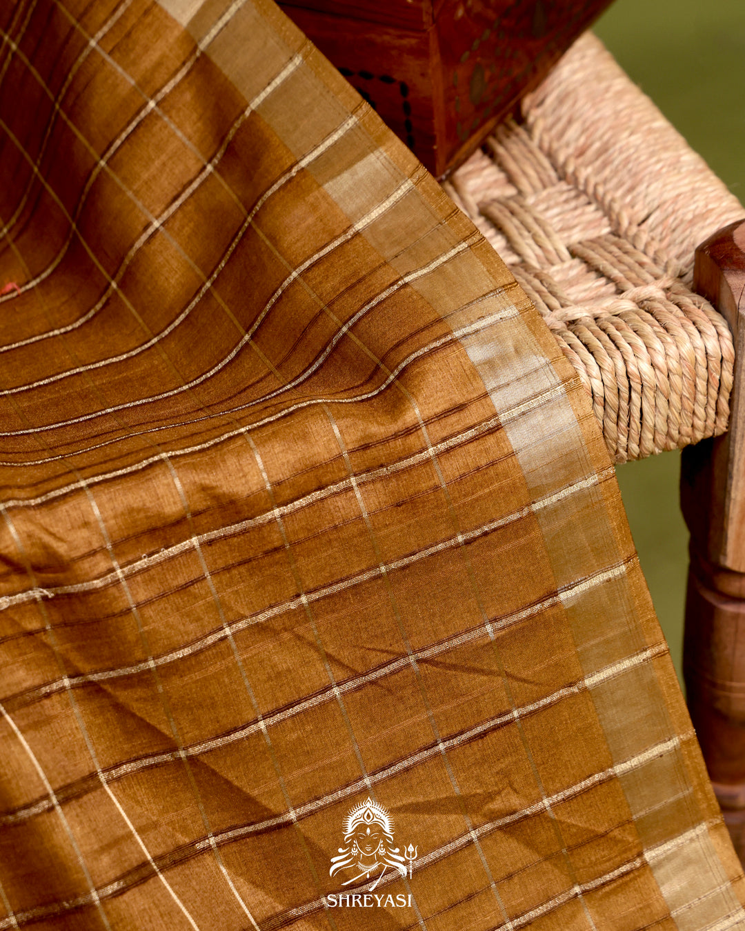 Pure Linen Tussar Silk Saree with Resham Embroidered Borders