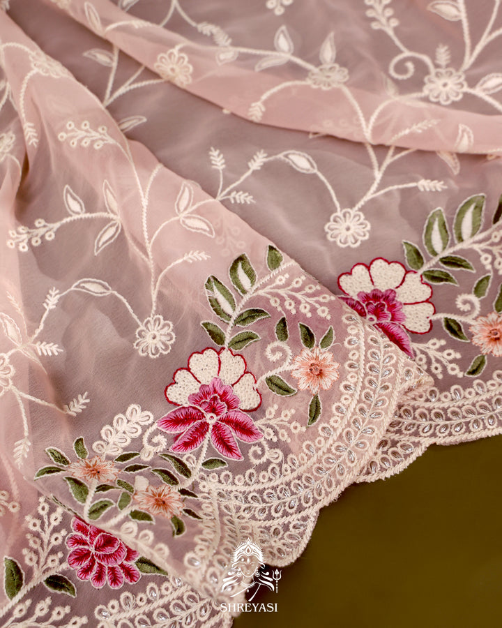Georgette Saree with Chikankari Inspired Embroidery