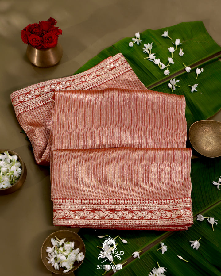 Banarasi Brocade Silk Saree in Tanchoi Weave with PenKalamkari Blouse