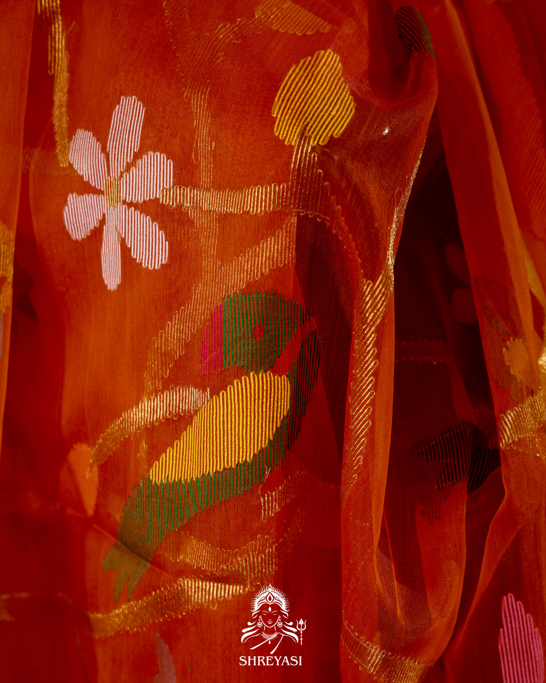 Muslin Jamdani Saree with Full Jaal Needle Weaving