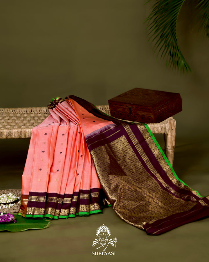 Handloom Pure Gadwal Silk Saree with Kuttu Korvai Border