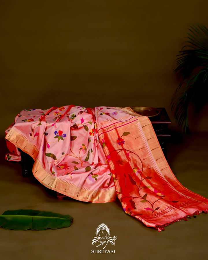 All-Over Paithani Silk Saree with Zari Pallu