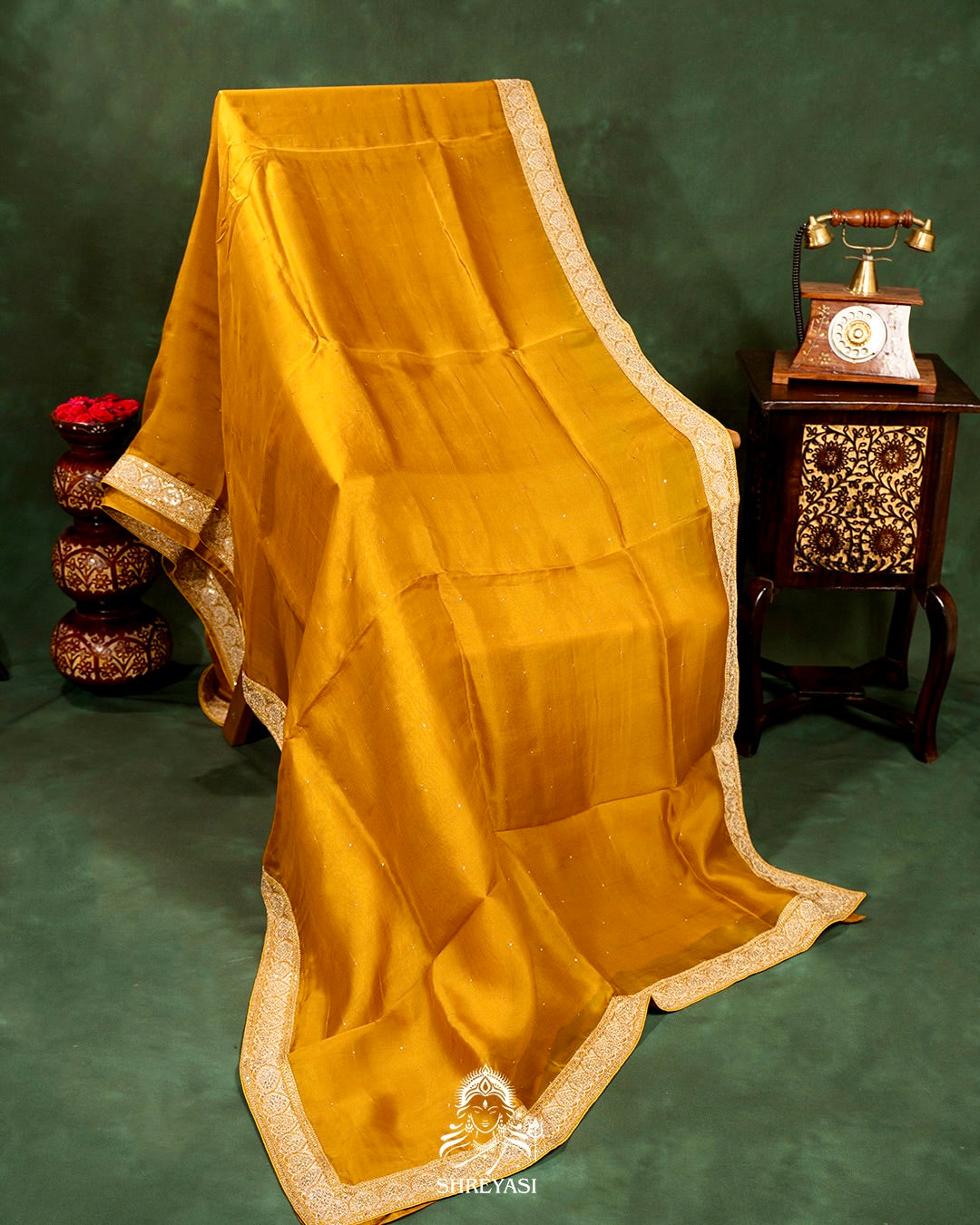 Pure Organza Silk Saree with Embellished Borders and Patola Print Silk Blouse