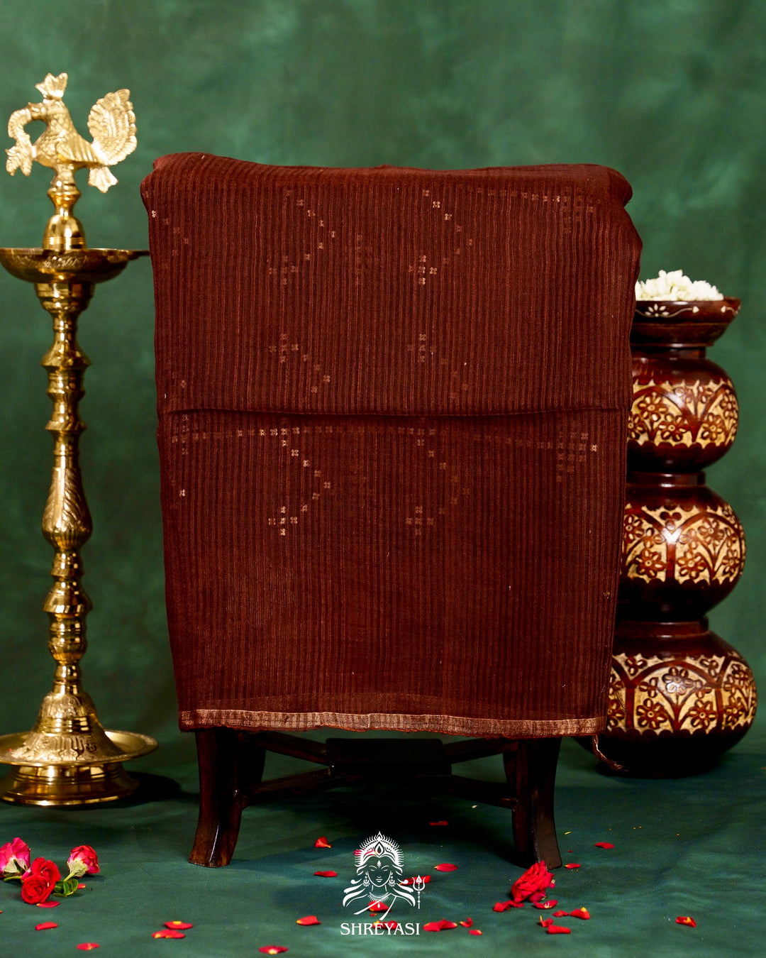 Handloom Pure Double Thread Muslin Jamdani Saree with Sona Rupa Zari & Sequence Weaving