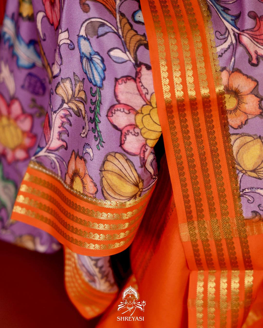 Pure Mysore Silk Saree with Kalamkari Artwork