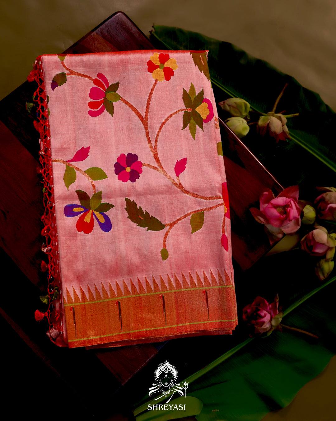 All-Over Paithani Silk Saree with Zari Pallu