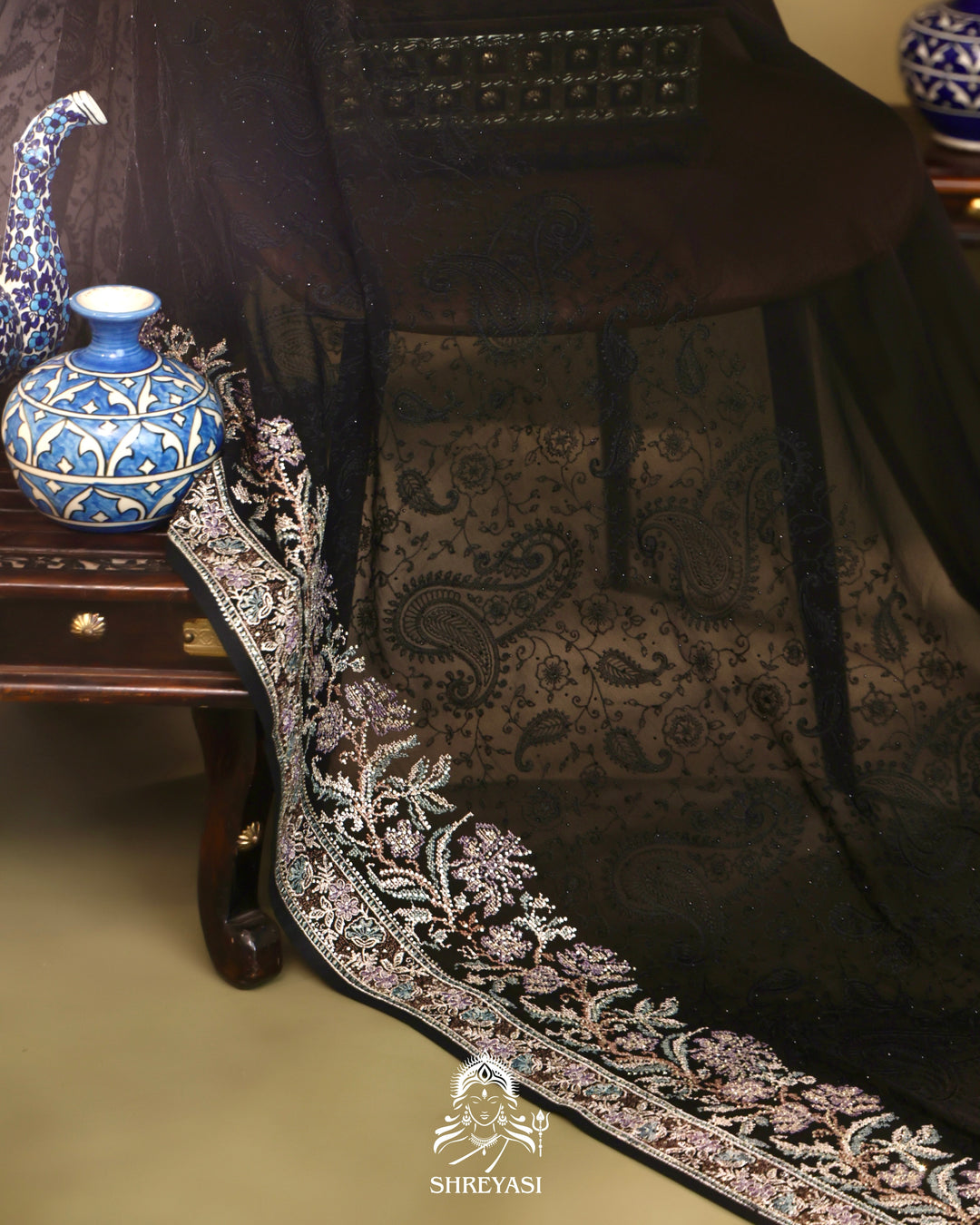 Georgette Saree with Thread Embroidery