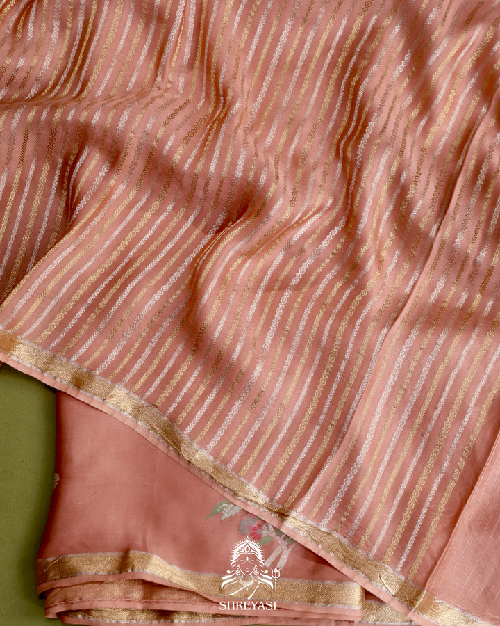 Handloom Pure Mashru Silk Saree with Sona Rupa Meenakari Bhutis and Nakshi Pallu