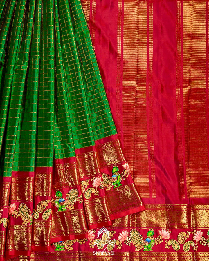 Handloom Pure Kanjivaram Silk Sarees with Real Zari and Hand Painted Tanjore Art