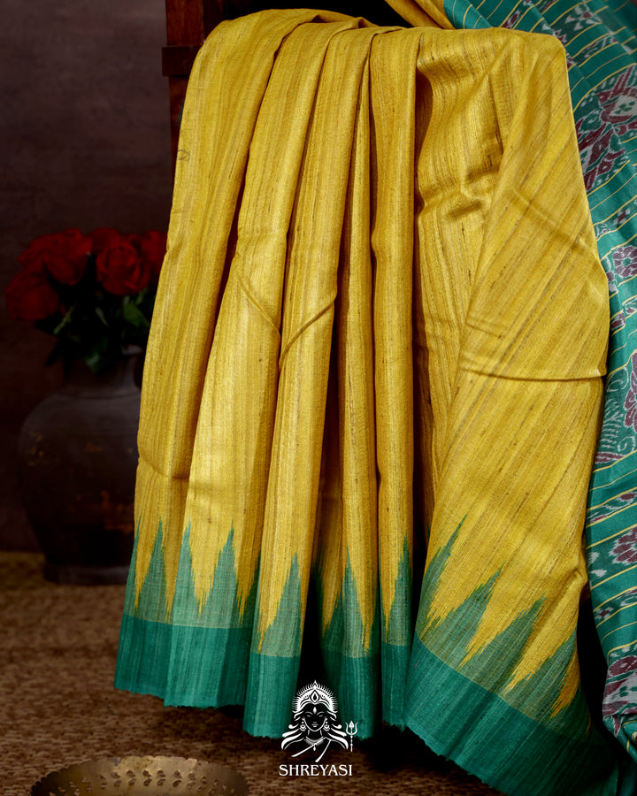 Handloom Pure Gopalpur Tussar Silk Saree with Ikat Pallu