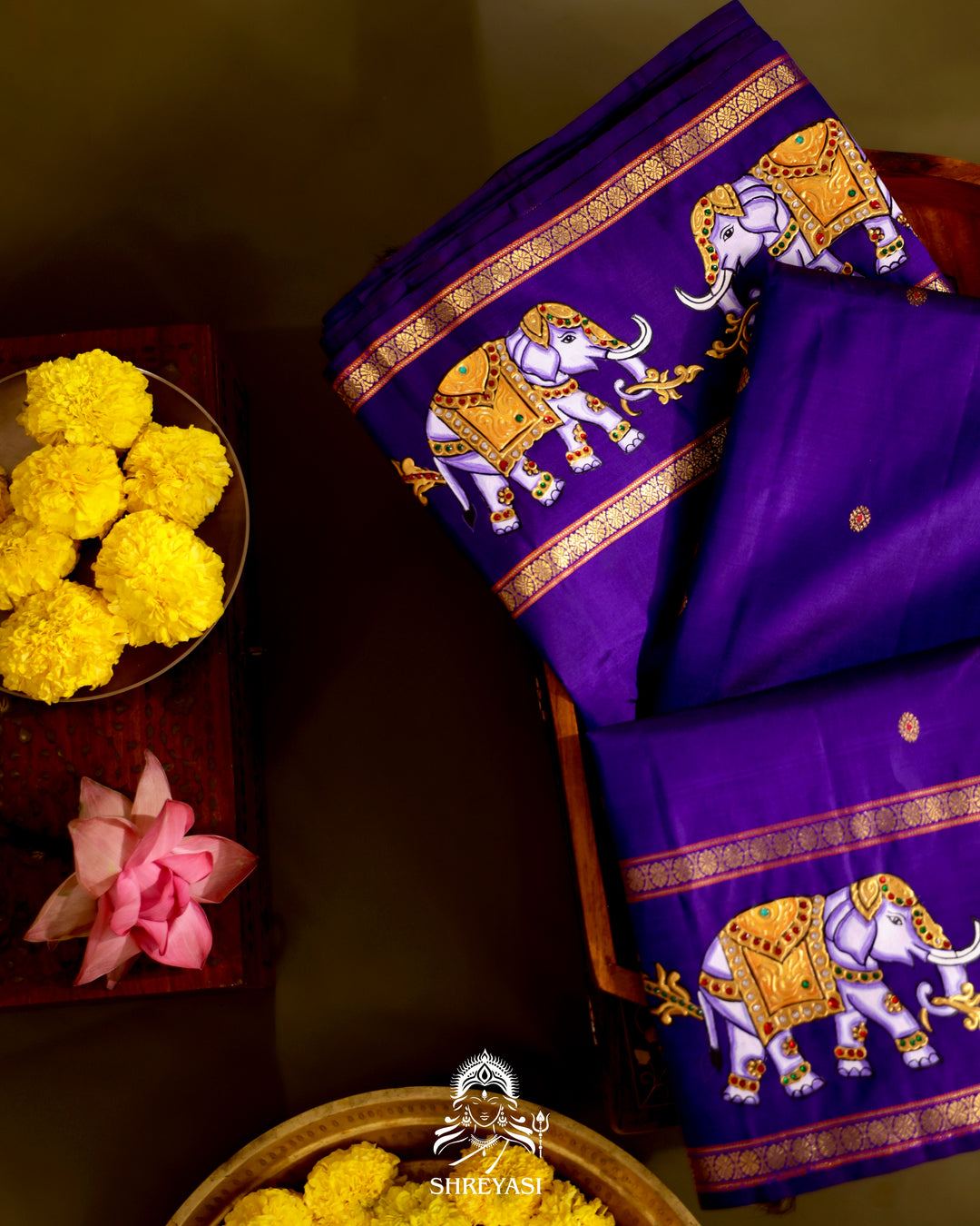 Kanjivaram Silk Saree with Real Zari and Tanjore Artwork