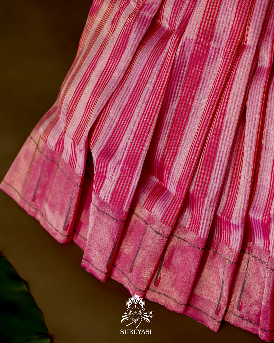 Paithani Silk Saree with Zari Line Weaving and Traditional Asawali Pallu