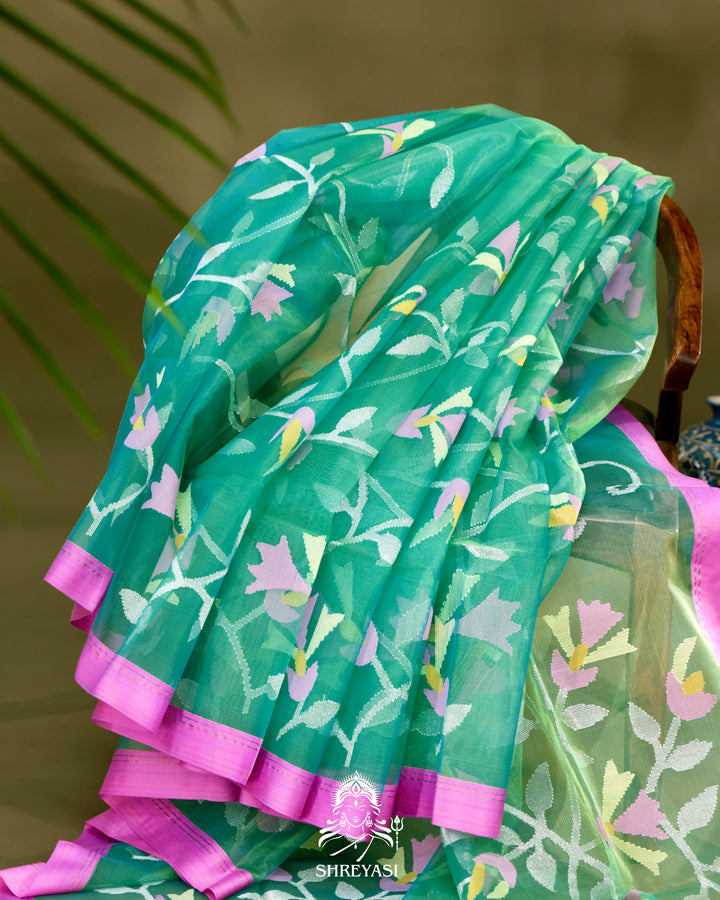 Muslin Jamdani Saree with Full Jaal Weaving